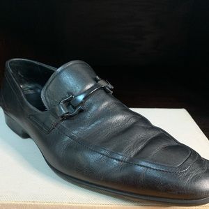 Salvatore Ferragamo Men’s Moccasin w/ Gancini Ornament / Black Leather / 8.5